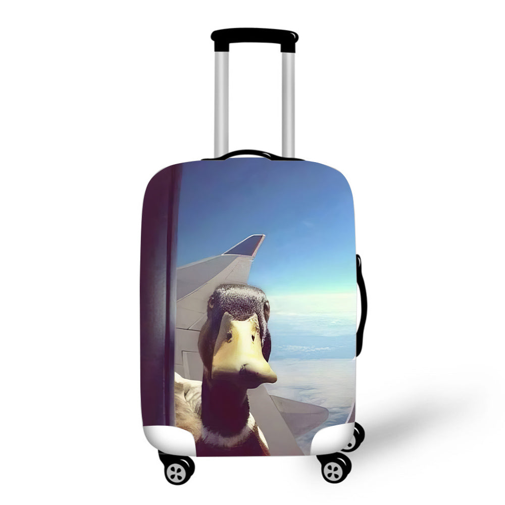 Duck at Airplane Window Baggage Cover