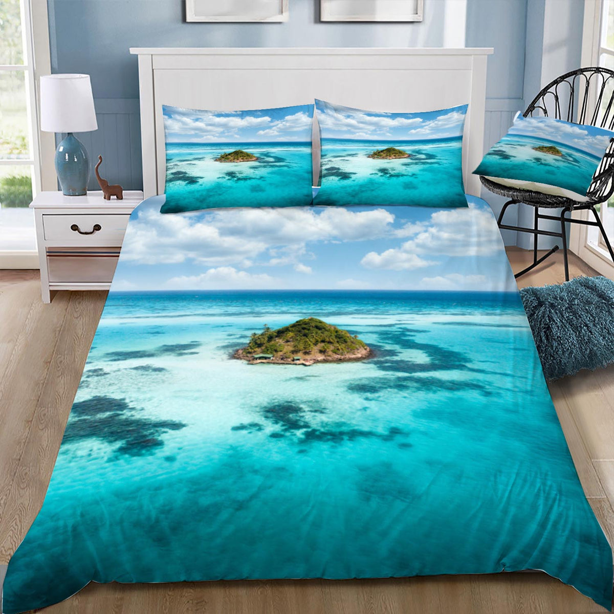 Tropical Island Paradise Duvet / Doona Cover and 2 Pillow Slips
