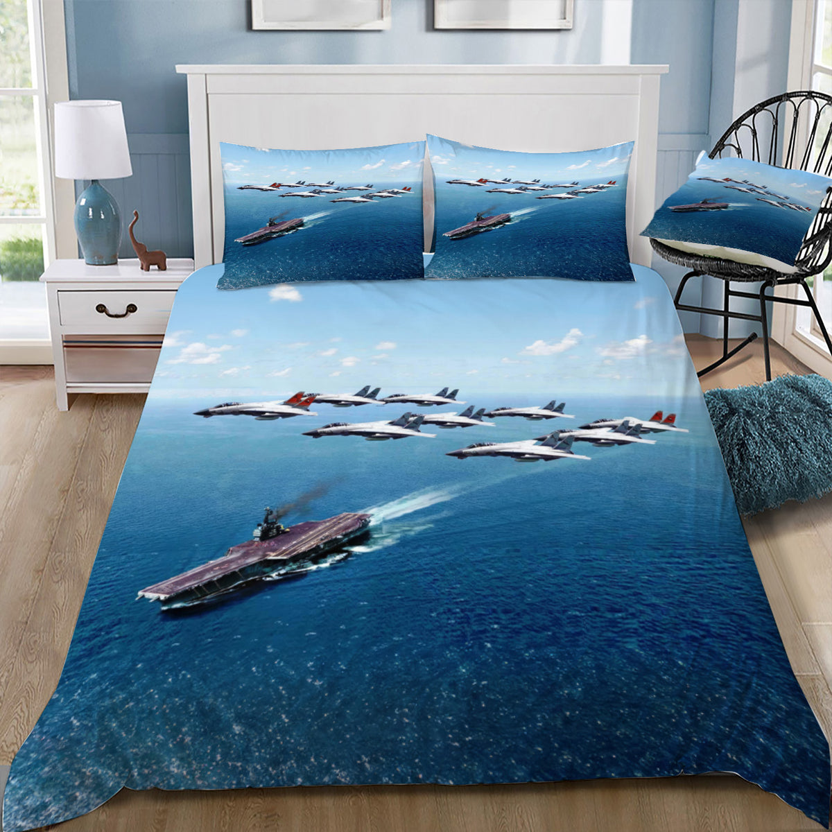 USN F-14`s over flying there Aircraft Carrier Doona / Duvet Cover and 2 Pillow Slips