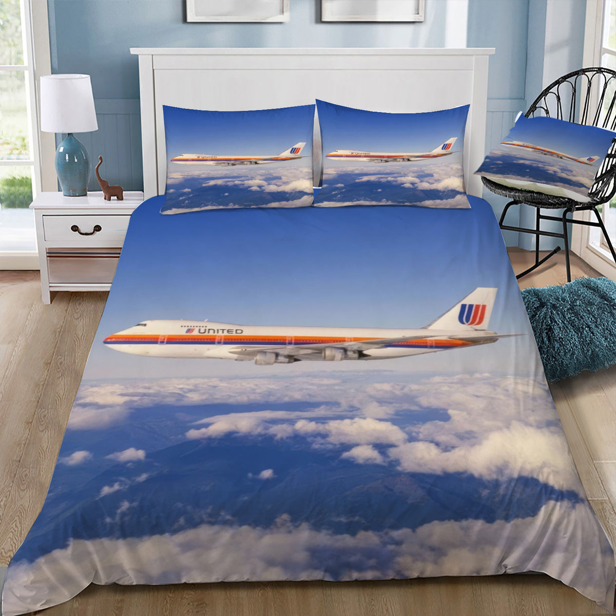 United Airlines Boeing 747-200 Doona / Duvet Cover and 2 Pillow Slips