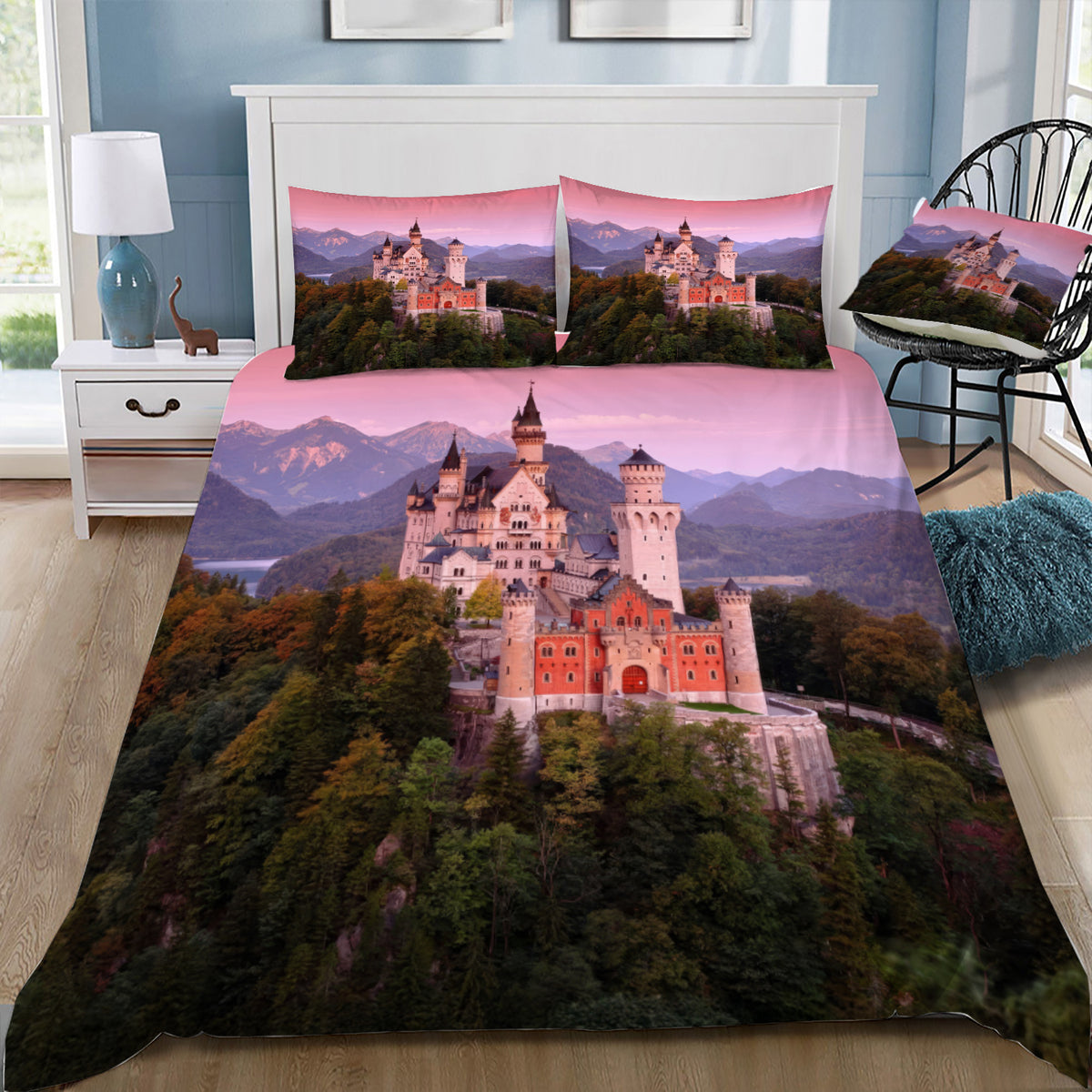 European Castle Sunrise Duvet / Doona Cover and 2 Pillow Slips