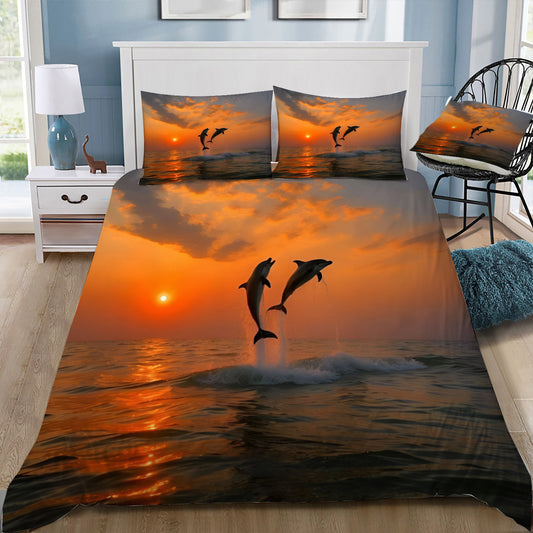 Dolphins at Sunset Duvet / Doona Cover and 2 Pillow Slips
