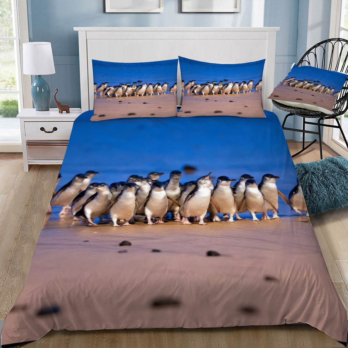 Fairy Penguins on the Beach Duvet / Doona Cover and 2 Pillow Slips