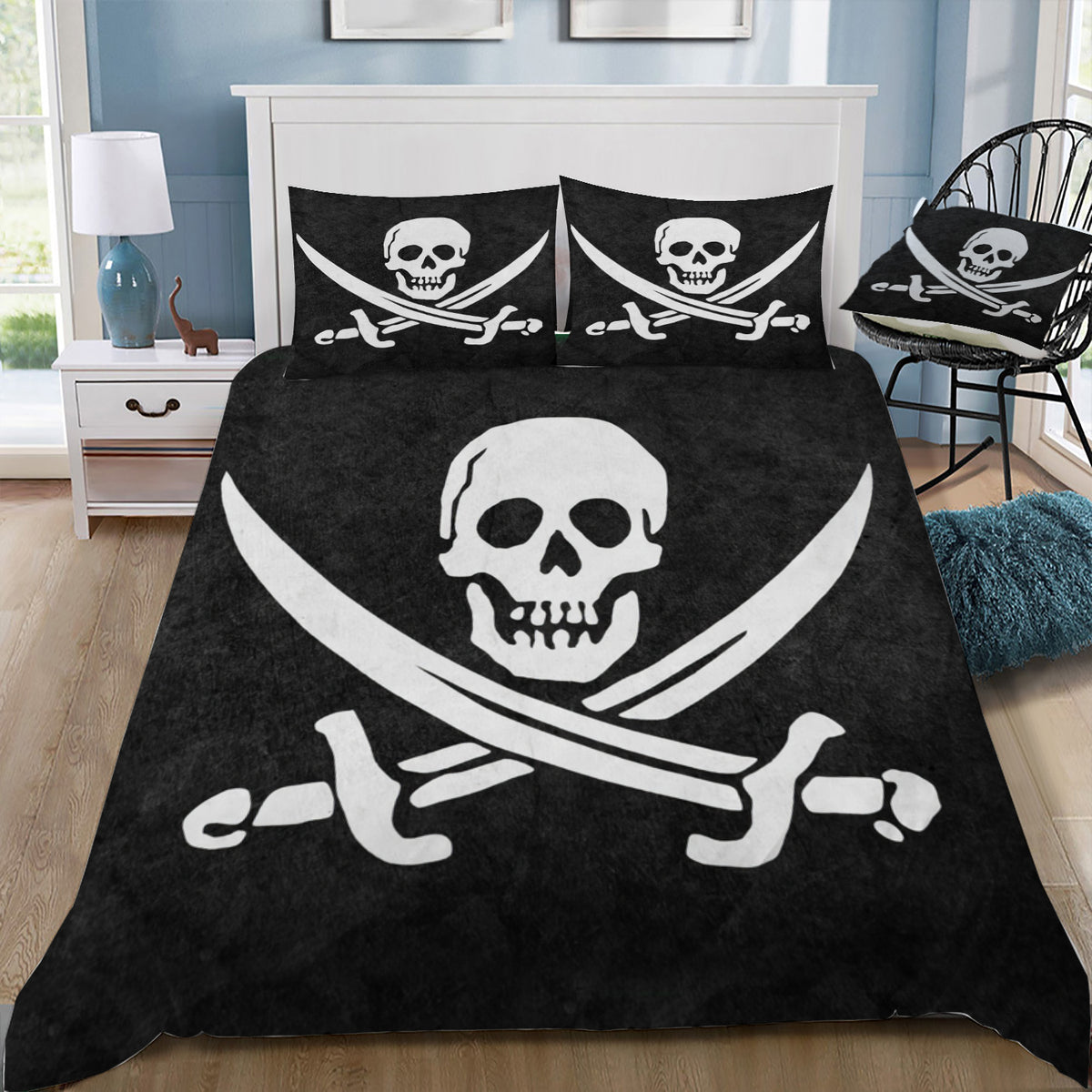 Pirate Skull and Crossbones Duvet / Doona Cover and 2 Pillow Slips
