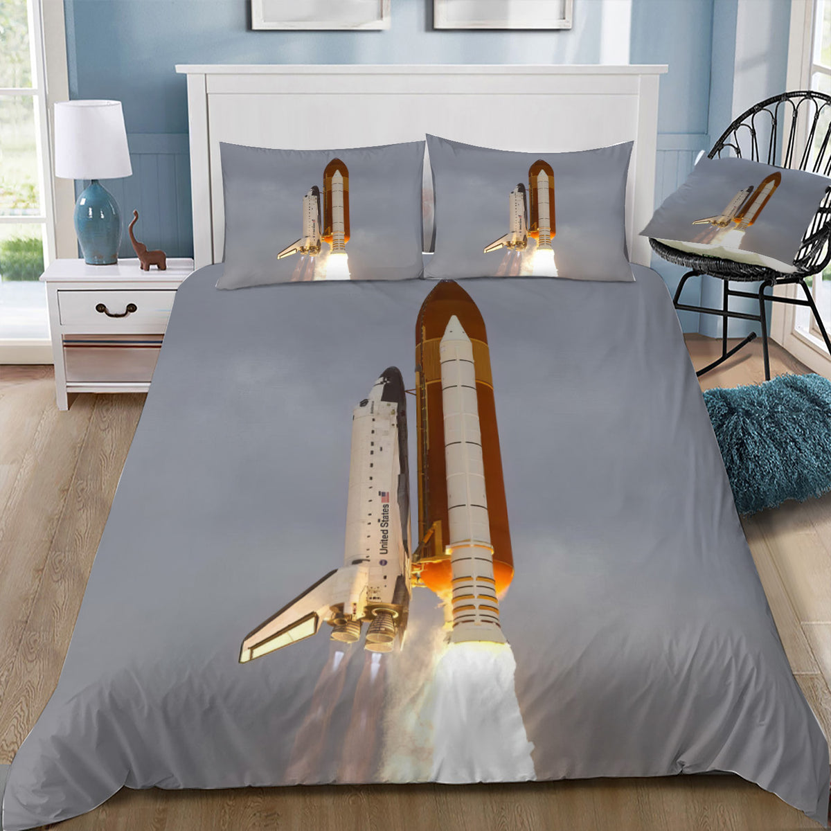 Space Shuttle Blasting into Space Doona / Duvet Cover and 2 Pillow Slips