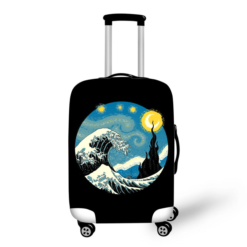 Van Gogh Starry Night & Japanese Waves Baggage Cover